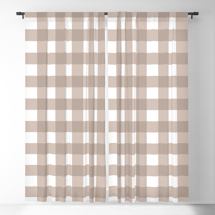Brown & White Gingham Pattern  Blackout Curtain