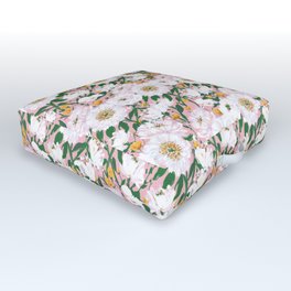 Peonies on Pink Outdoor Floor Cushion