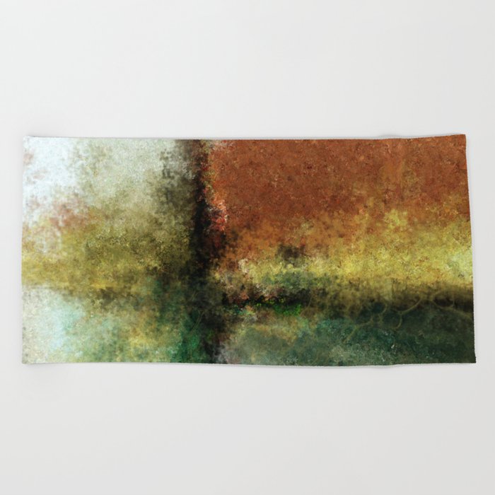 Focal Point Earth Tone Digital Painting Beach Towel By Wim Designs