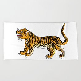 Standing tiger Beach Towel