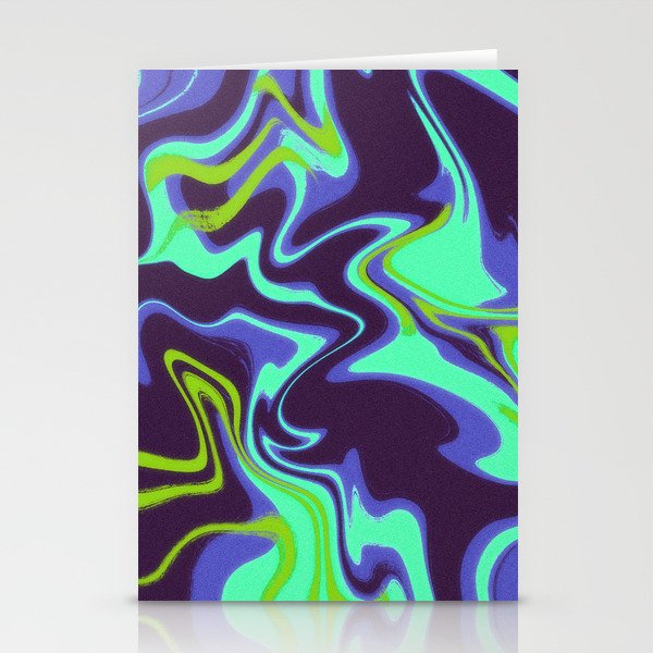 Blue and Green Wavy Grunge Stationery Cards