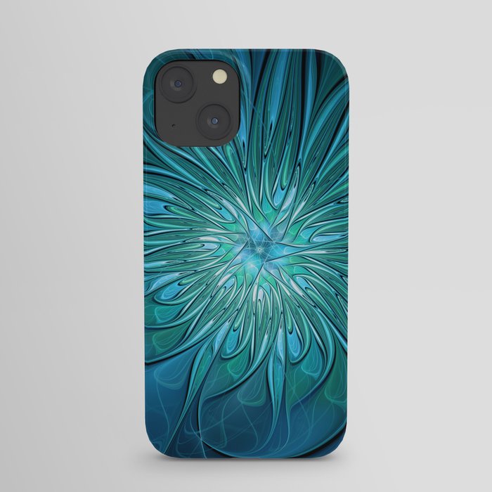Flourish Blue, Abstract Fractal Art iPhone Case