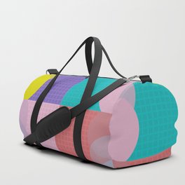 Grid retro color shapes patchwork 3 Duffle Bag