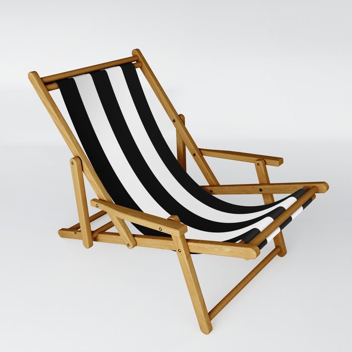 Solid Black and White Wide Vertical Cabana Tent Stripe Sling Chair