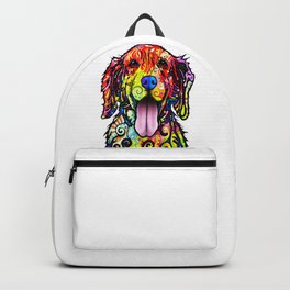 Colorful Watercolor Golden Retriever Backpack