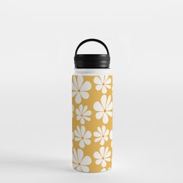 Retro Daisy Pattern - Golden Yellow Bold Floral Water Bottle