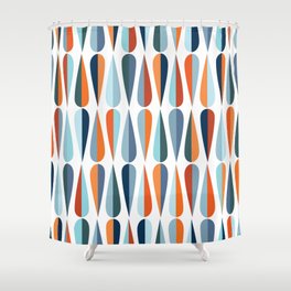 Mid century modern style retro seamless pattern with drop shapes in various color tones Shower Curtain