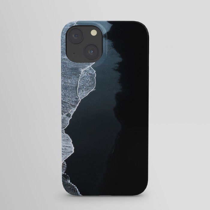 Minimalist Waves on a black sand beach in Iceland – Landscape Photography iPhone Case