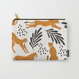 Cheetahs pattern on white Carry-All Pouch | Cheetah, Flower, Animal, Drawing, Graphic, Floral, Bigcat, Seamless, Pattern, Africa 