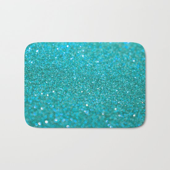 Bright Turquoise Glitter Bath Mat