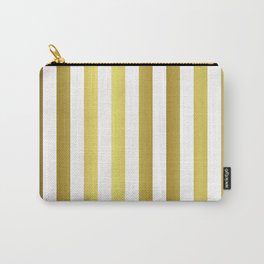 Gold and White Large Summer Beach Hut Stripes Carry-All Pouch