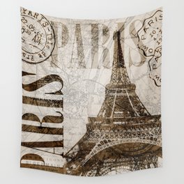 Vintage Paris eiffel tower illustration Wall Tapestry