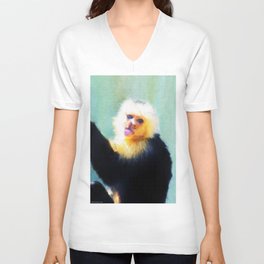 Spunky Little Monkey V Neck T Shirt