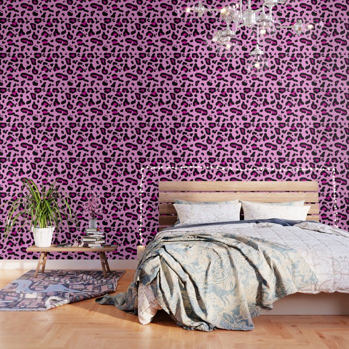 Pink Leopard Print Wallpaper By Wellingtonboot Society6