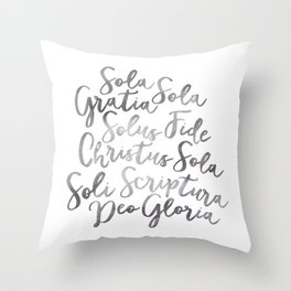 The Five Solas in Gray Throw Pillow