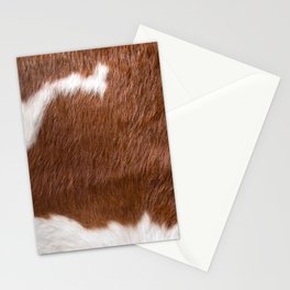 Brown Cowhide, Cow Skin Print Pattern Modern Cowhide Faux Leather Stationery Card