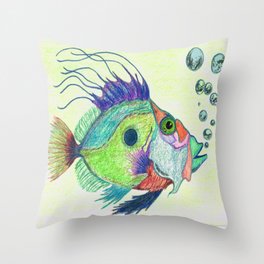 Funky Fish Art - By Sharon Cummings Throw Pillow