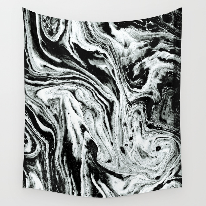 Marble Black And White Minimal Suminagashi Japanese Spilled Ink