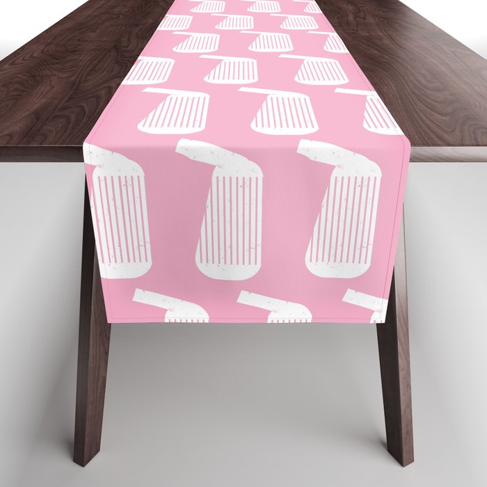 Golf Club Head Vintage Pattern (Pink/White) Table Runner