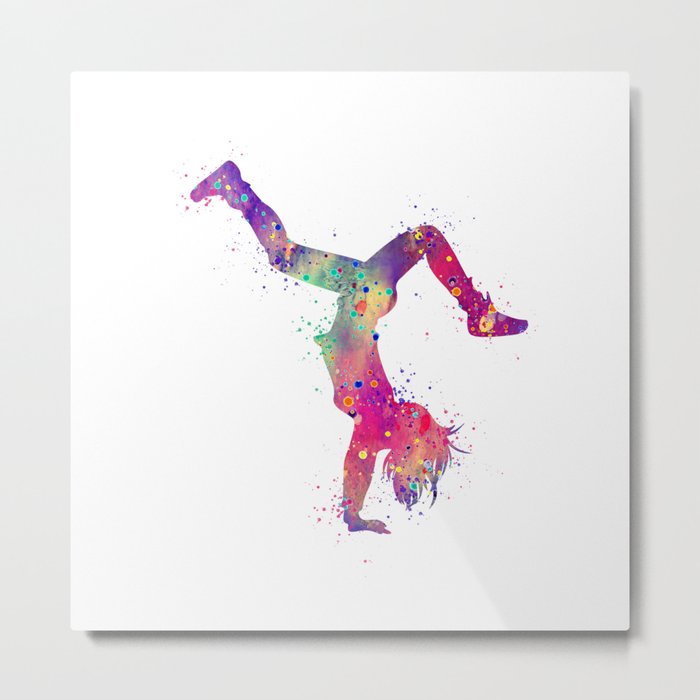 Hip-Hop Girl 3 Art Colorful Purple Watercolor Gift Hip-Hop Dance Art Hip-Hop Dancer Choreography Art Metal Print