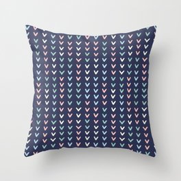 Pink and blue repeat heart pattern Throw Pillow