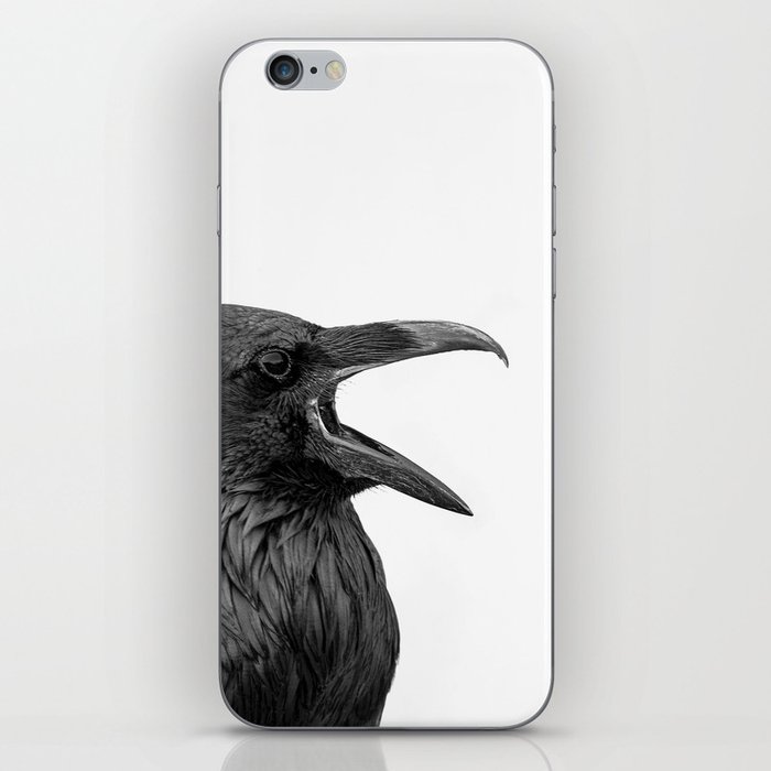 Raven - Black and White Bird Photography iPhone Skin