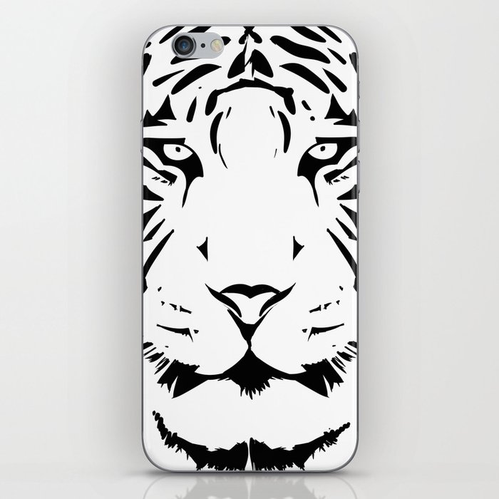 Black and white tiger head close up iPhone Skin