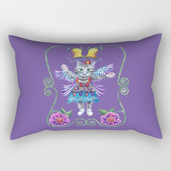Angel Kitty (Purple) Rectangular Pillow