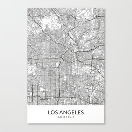 Vintage Styled Map of Los Angeles | Black and White Poster Giclée Canvas Print