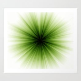 Green and White Sunburst Abstract Art Print