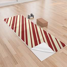 Dark Red & Light Yellow Colored Stripes/Lines Pattern Yoga Towel
