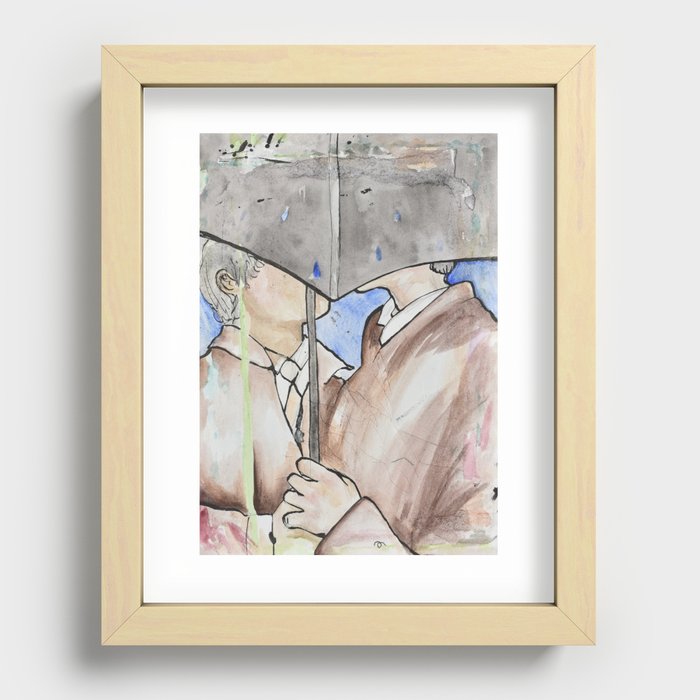 Kissing in the Rain Recessed Framed Print