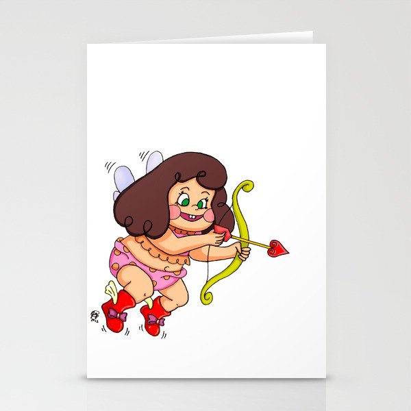 "Direct Hit to Your Heart {Cupid Girl}" by Jesse Young ILLO. Stationery Cards