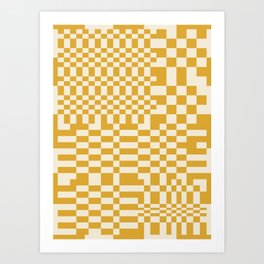 Checkerboard Pattern - Yellow Art Print