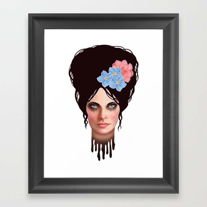 Goth Girl Tears Framed Art Print