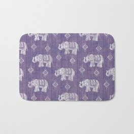 Elephants on Linen - Amethyst Bath Mat