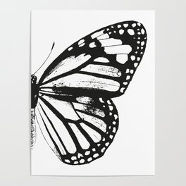 Monarch Butterfly | Right Butterfly Wing | Vintage Butterflies | Black and White | Poster