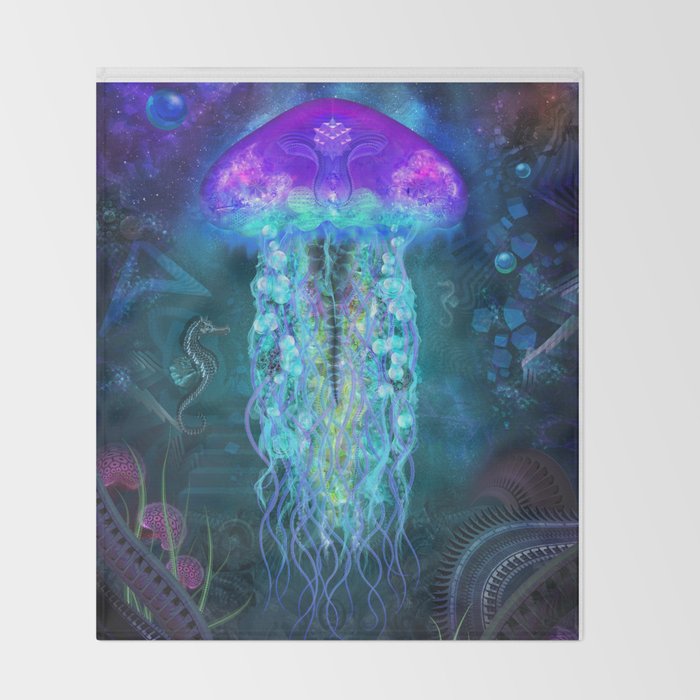 Luminescent Jellyfish Throw Blanket by mushroomdreams Society6