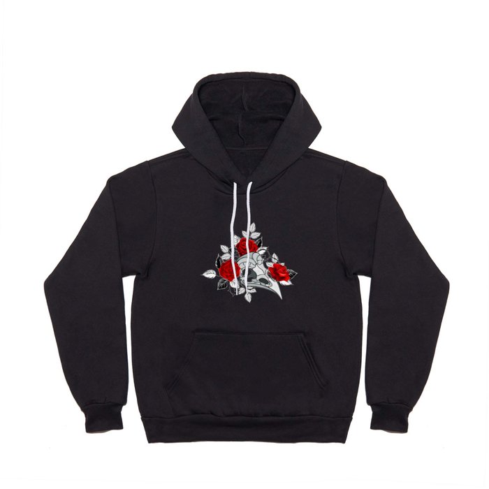 Bird Skull with Red Roses Hoody