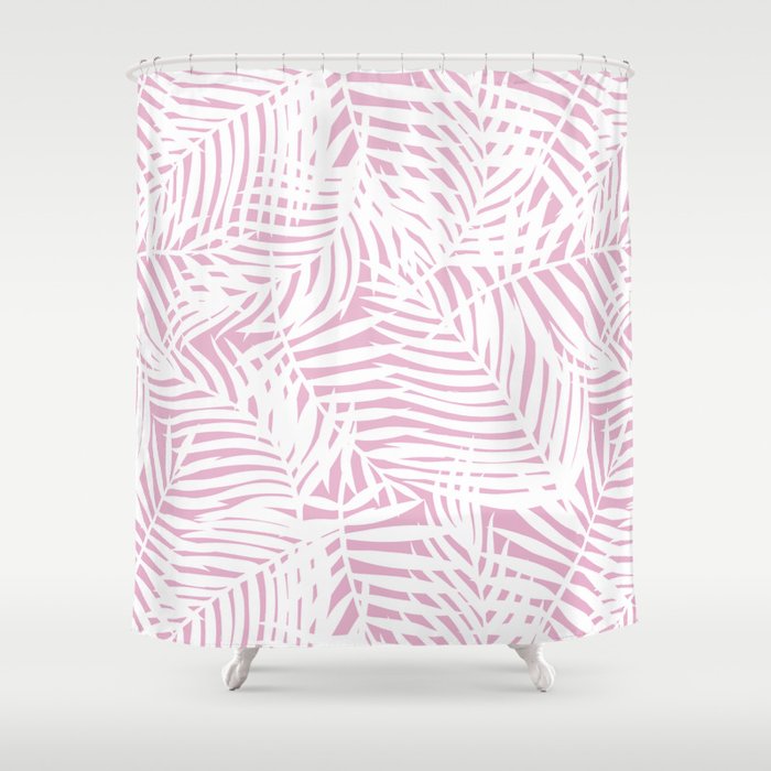 Tropical Pink Leaves Shower Curtain