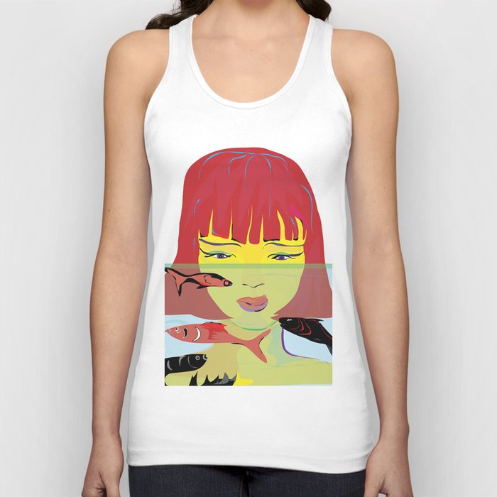 "Redhead Worry" Paulette Lust's Original, Contemporary, Whimsical, Colorful Art Tank Top