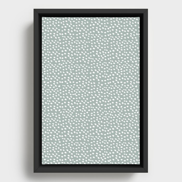 Sage dots Framed Canvas