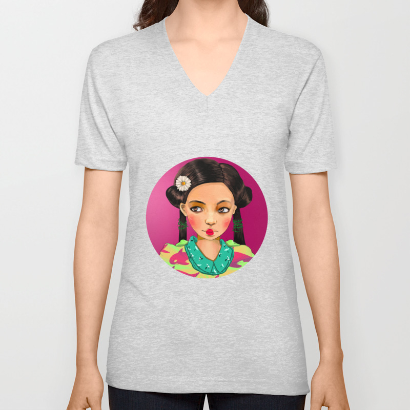 Cute Japanese Girl Unisex V Neck By Lunawoo Society6