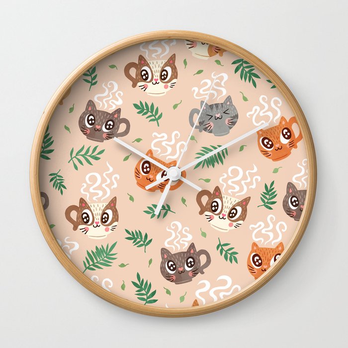 Tea Cup Cats Wall Clock