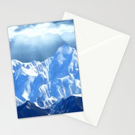 SUNLIGHT ON SNOW COVERED MOUNTAINS. Stationery Card