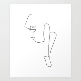 Woman with a wine glass Art Print