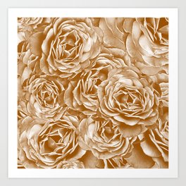 Passion Roses Random Pattern Gold Art Print