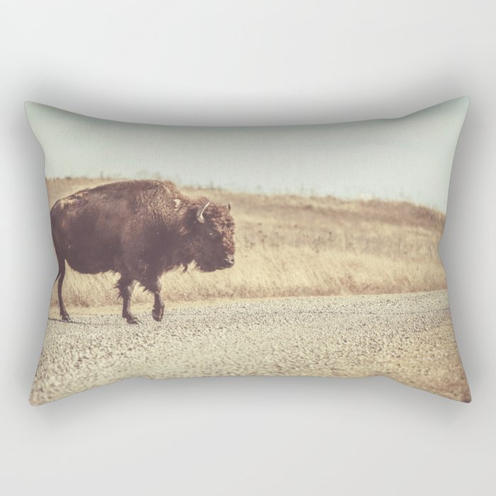 Bison Xing Buffalo Crossing Rectangular Pillow