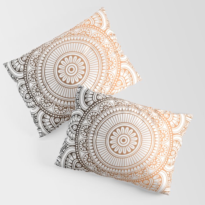 Gold Bronze Mandala Pattern Illustration Pillow Sham