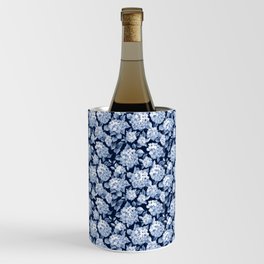 Hydrangea Blue on Blue Smaller Pattern Wine Chiller